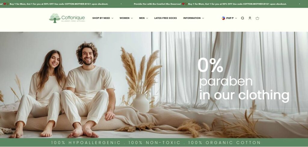 Cottonique website homepage