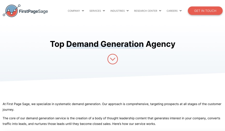 First Page Sage Top B2B Demand Generation Company